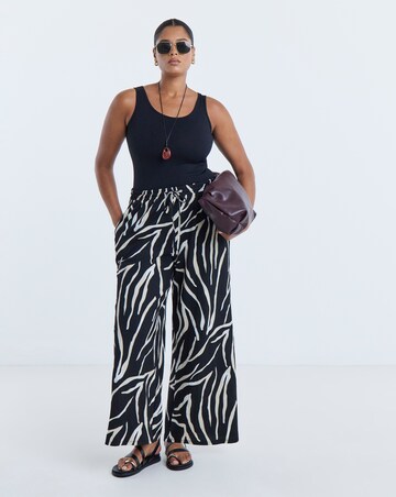 Simply Be Black Zebra Textured Waffle Wide Leg Trouser