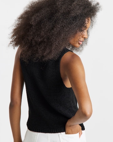 Black Knitted Tape Yarn Waistcoat