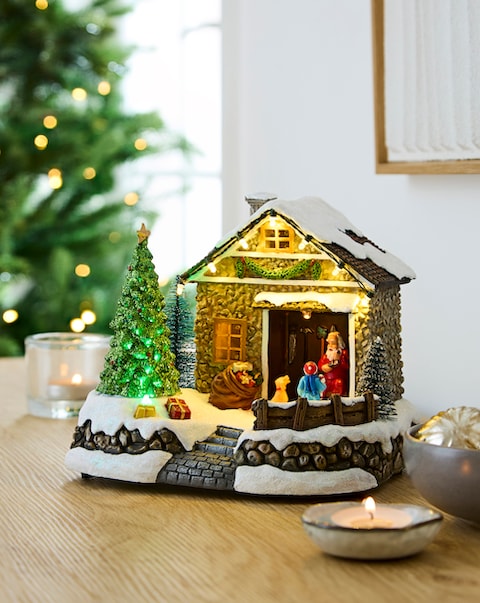 New In - Lit Santa Tree Scene