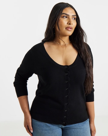 Fine Gauge Scallop Edge Cardigan