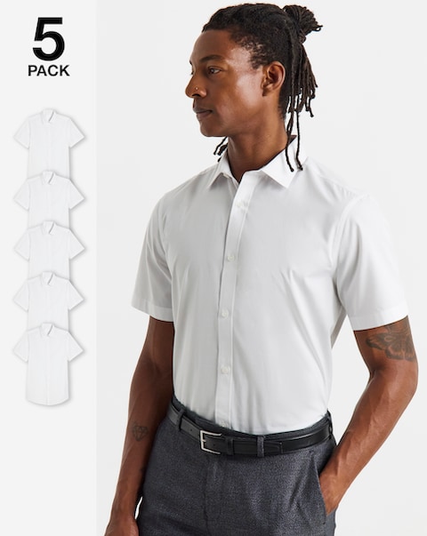 New In - 3 Pack Short Sleeve White Formal Shirt