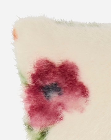 Floral Printed Luxe Faux Fur Cushion
