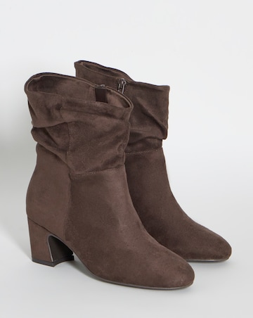 Gabby Soft Ruched Block Heel Ankle Boots - Extra Wide Fit (EEE)