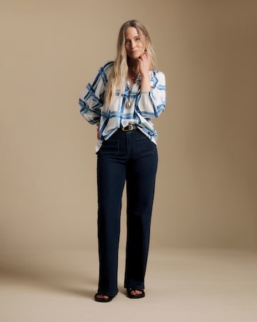 Julipa Check Print Linen Blouse