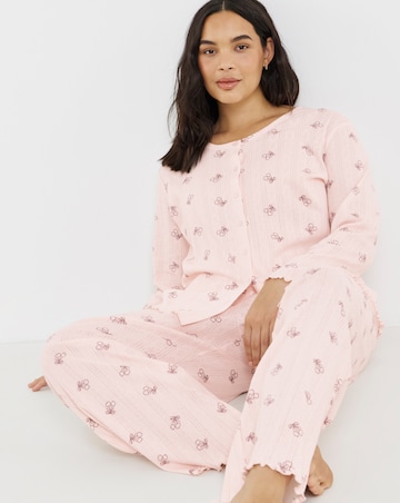 Pretty Secrets Bow Print Pointelle Rib Pyjama Set