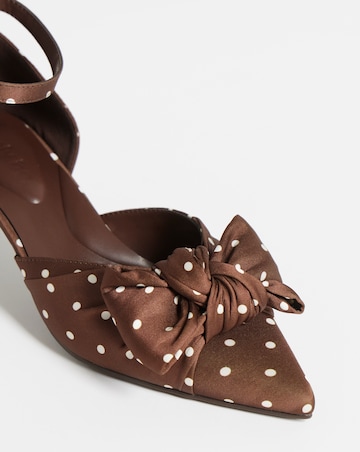 Valerie Satin Bow Pointed Kitten Heel Shoes - Extra Wide Fit (EEE)
