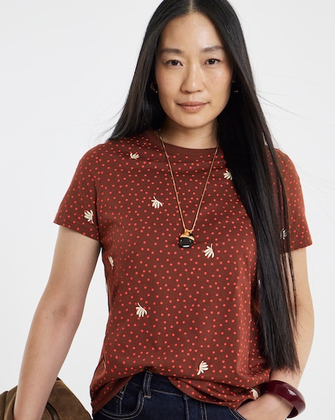 Chocolate Spot Embriodered Crew Neck T-Shirt
