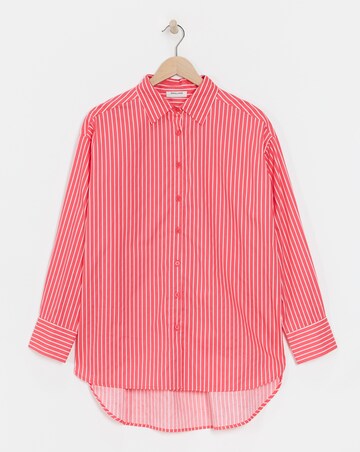 Cotton Poplin Oversized Long Sleeve Stripe Shirt
