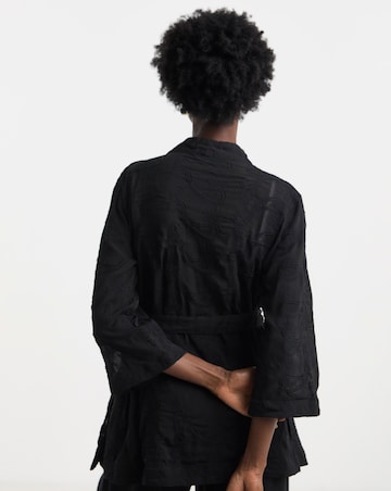 Black Embroidered Sheer Kimono