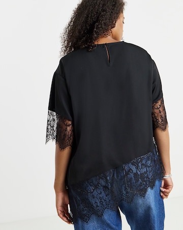 Simply Be Black Lace Trim Boxy Top