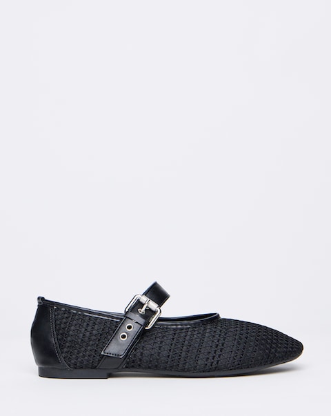 Mykonos Net Mesh Mary Jane Ballerinas - Extra Wide Fit (EEE)