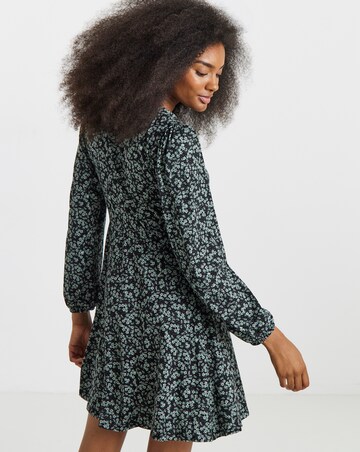 Ditsy Print Supersoft Knot Front Skater Dress