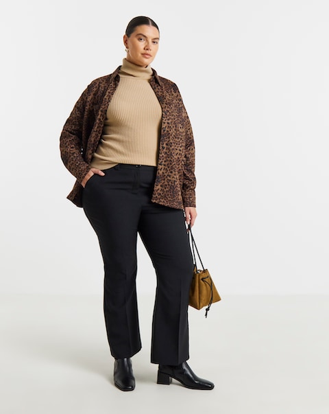 Black Bootcut Workwear Trouser