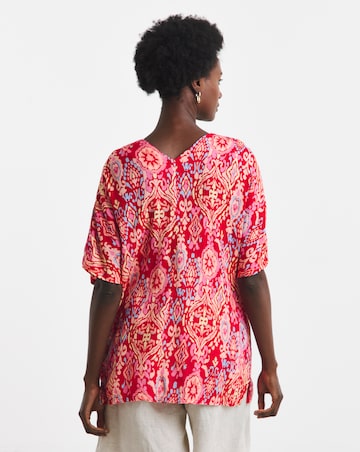 Printed Textured Crinkle Tunic Top