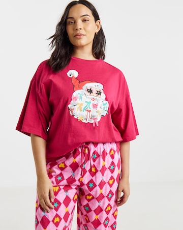 Pretty Secrets Santa Graphic Cotton Pyjama Set