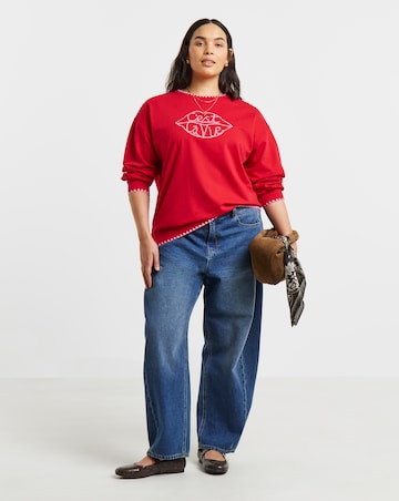 Simply Be Red C'est La Vie Slogan Sweatshirt