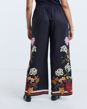 Simply Be Black Floral Wide Leg Trouser Co-ord