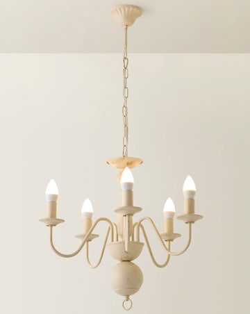ValueLights Gothica Flemish Style 5 Way Ceiling Light Distressed White