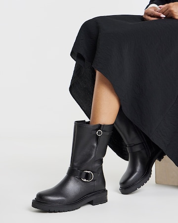 Victoria Buckle Detail Flat Ankle Boots - Extra Wide Fit (EEE)