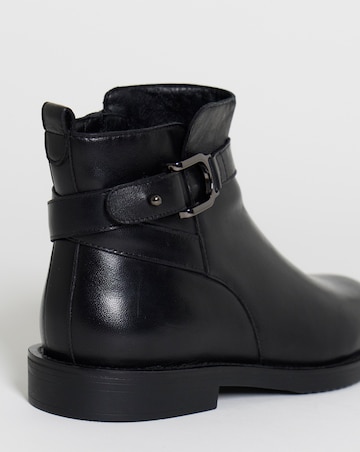 Jazz Leather Flat Buckle Ankle Boots - Wide Fit (E)