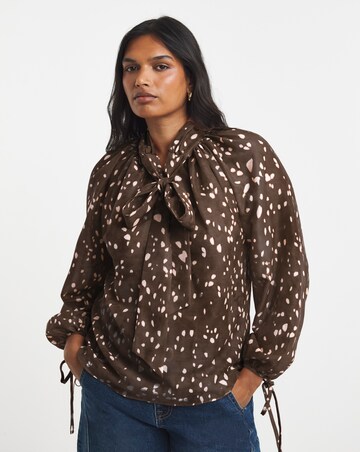 Simply Be Animal Print Pussy Bow Blouse