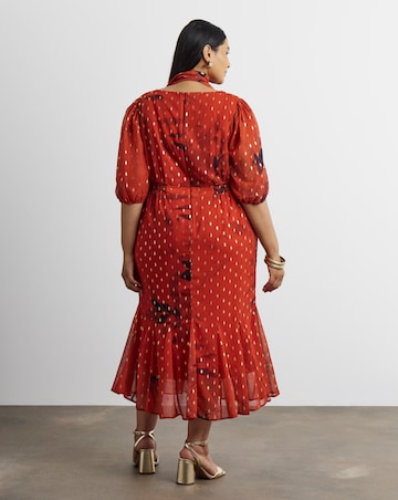 Joanna Hope Metallic Dobby Printed Maxi Dress