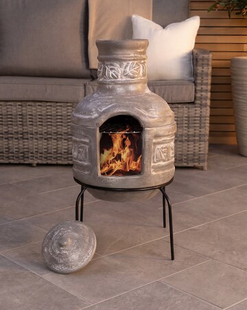 Charles Bentley Leaf Motif Clay Chimenea With Grill