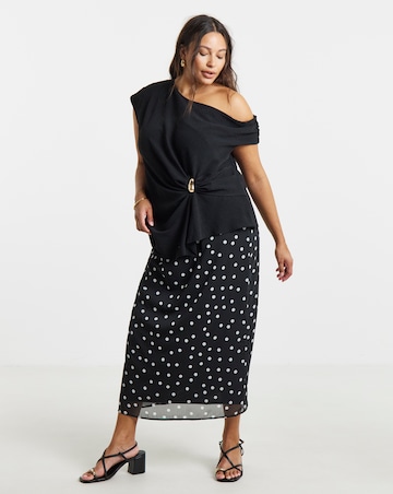 Simply Be Mono Spot Print Chiffon Maxi Skirt