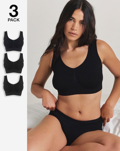 Pretty Secrets (3 Pack) Comfort Tops Black/Black/Black
