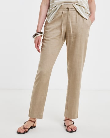 Truffle Linen Mix Tapered Trousers