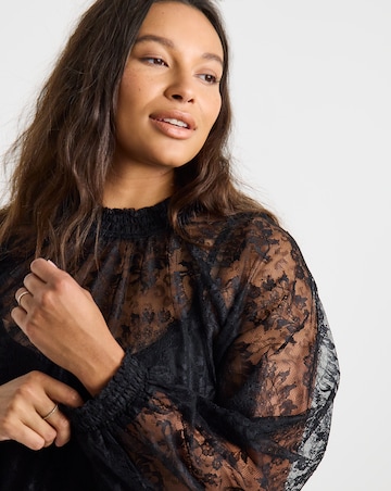 Simply Be Eyelash Lace High Neck Blouse