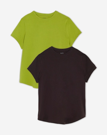 Chocolate & Olive 2 Pack Curved Hem Longline T-Shirts