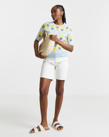 Heart Jacquard Short Sleeve Jumper