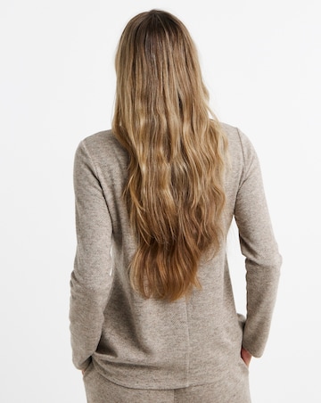 Chocolate Soft Touch Button Through V-Neck Cardigan