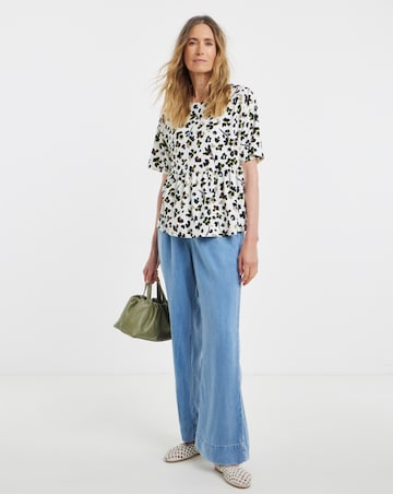 Crew Neck Short Sleeve Peplum T-Shirt