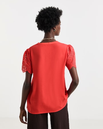 Crinkle Crochet Trim Top