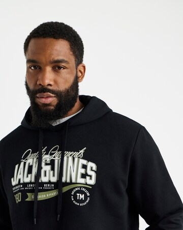 Jack & Jones Graphic Logo Hoodie - Black