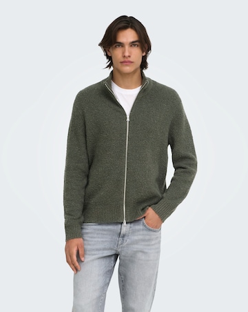 Only & Sons Dale Relaxed Long Sleeve Knit Cardigan - Grey