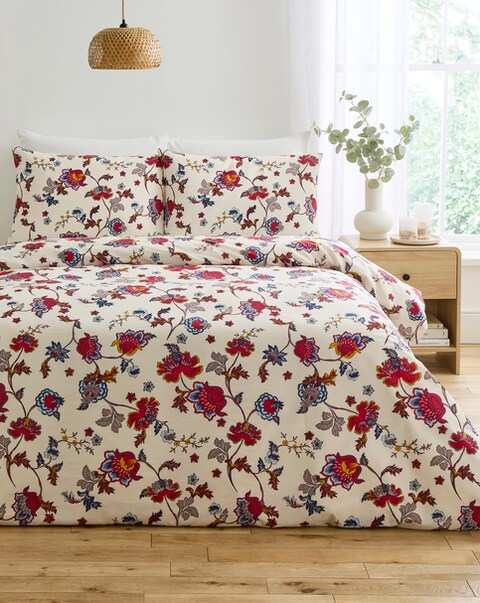 Folk Floral Cotton Blend Duvet Cover Set