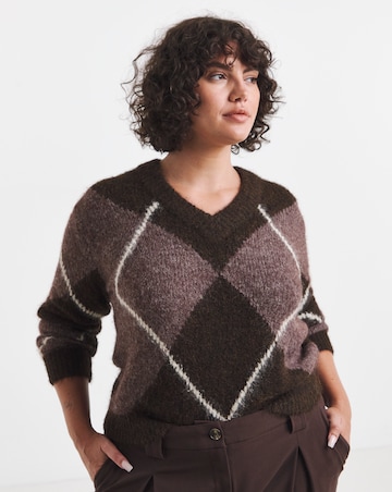 Vila Tolise V-Neck Check Knit Jumper