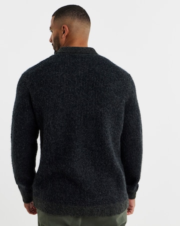 Jack & Jones Premium Blasimon Souffle Polo Knit Jumper - Grey
