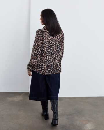 Simply Be Leopard Print Frill Detail Collared Blouse