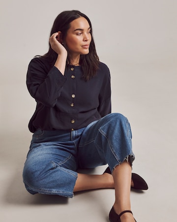 Julipa Navy Pop Over Blouse