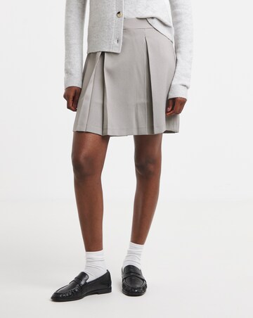 Pleated Brushed Check Mini Skirt