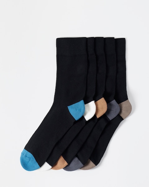5 Pack Contrast Cushion Sole Socks