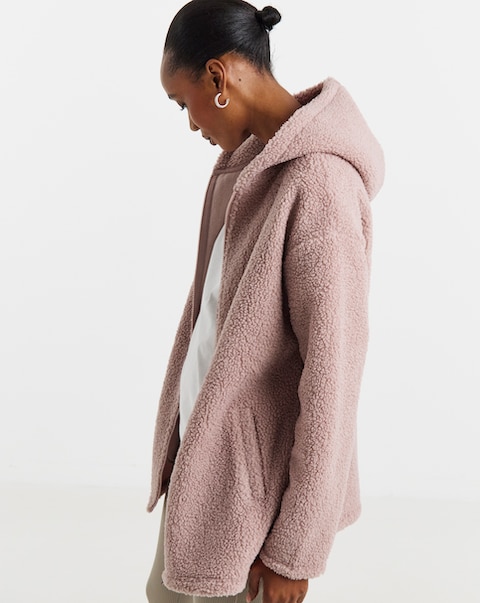 Borg Longline Zip Through