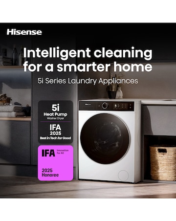Hisense 5i 12kg / 8kg Heat Pump KitchenFit Washer Dryer White