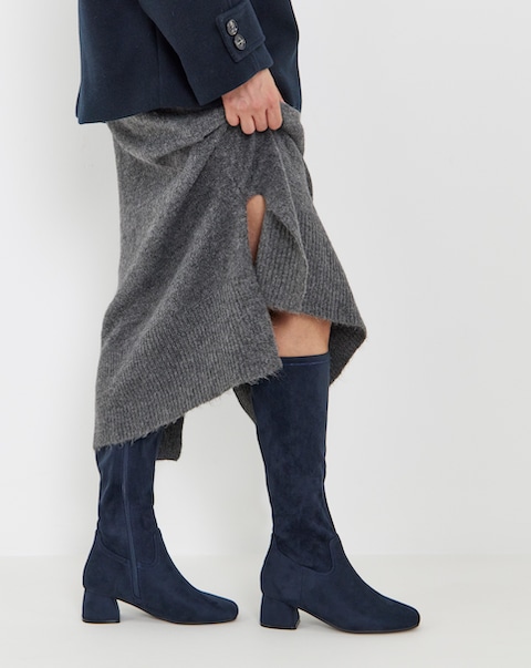 Natalya Heeled Stretch Knee High Boots - Extra Wide Fit (EEE) & Super Curvy Calf