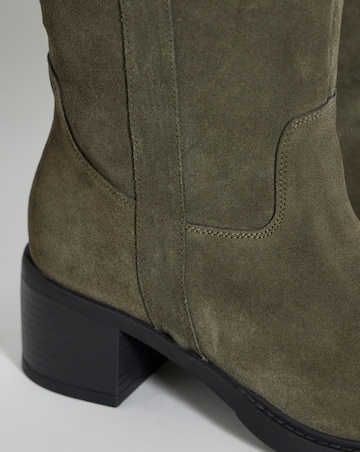 Winnie Suede Low Block Heel Knee High Boots - Wide Fit (E) & Curvy Calf