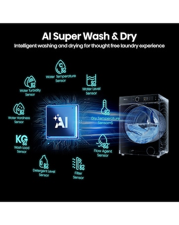 Hisense 5i 12kg / 8kg Heat Pump KitchenFit Washer Dryer Black